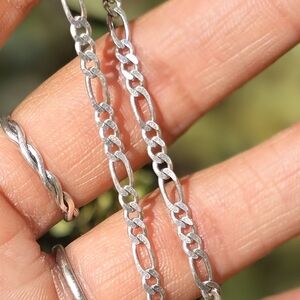 Classic solid 925 sterling silver figaro chain bracelet unisex 7 inches